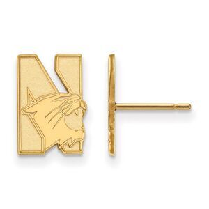 14k Gold Plated Silver Northwestern University Post Earrings
